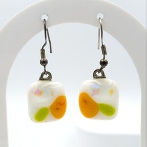 925 sterling silver and glass hand crafted dangle earrings